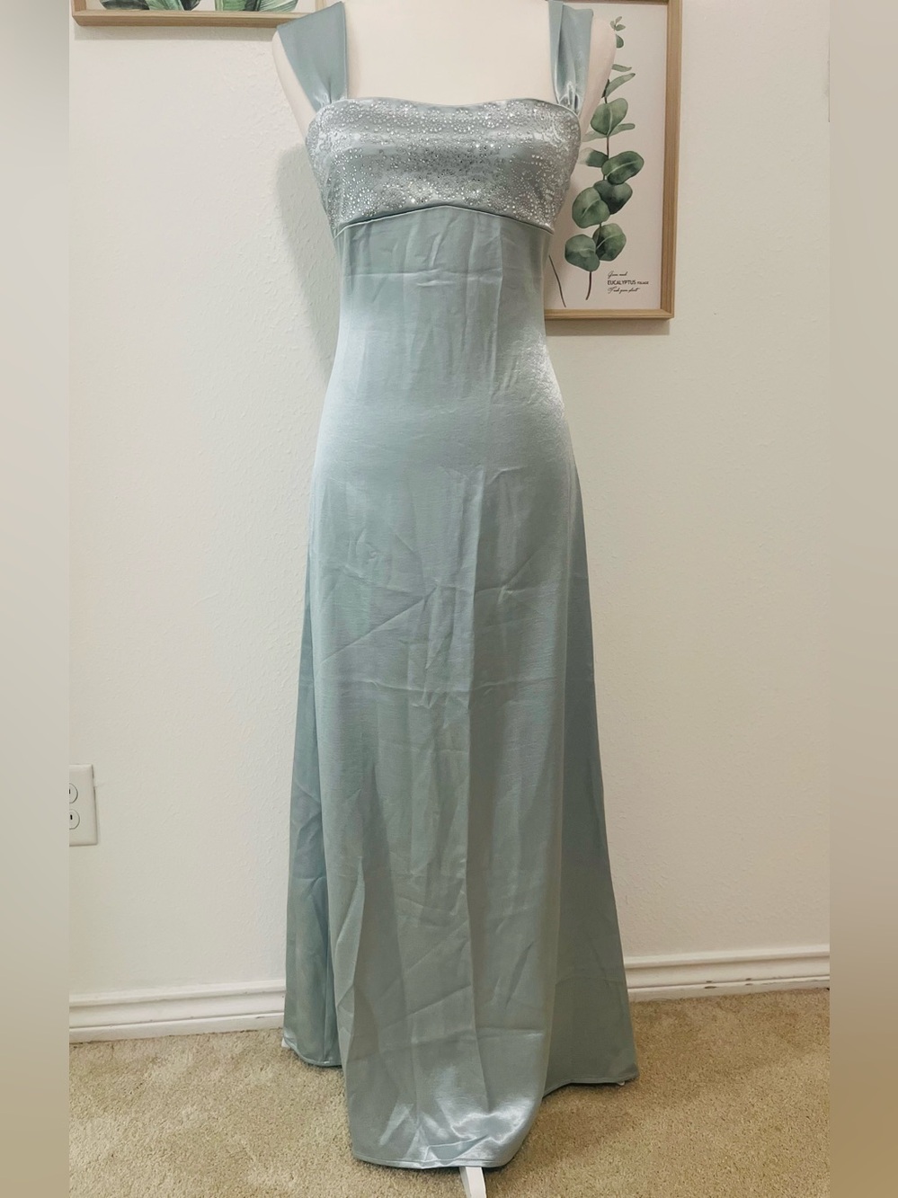 Dear Myself Satin Maxi Dress Blue Size S